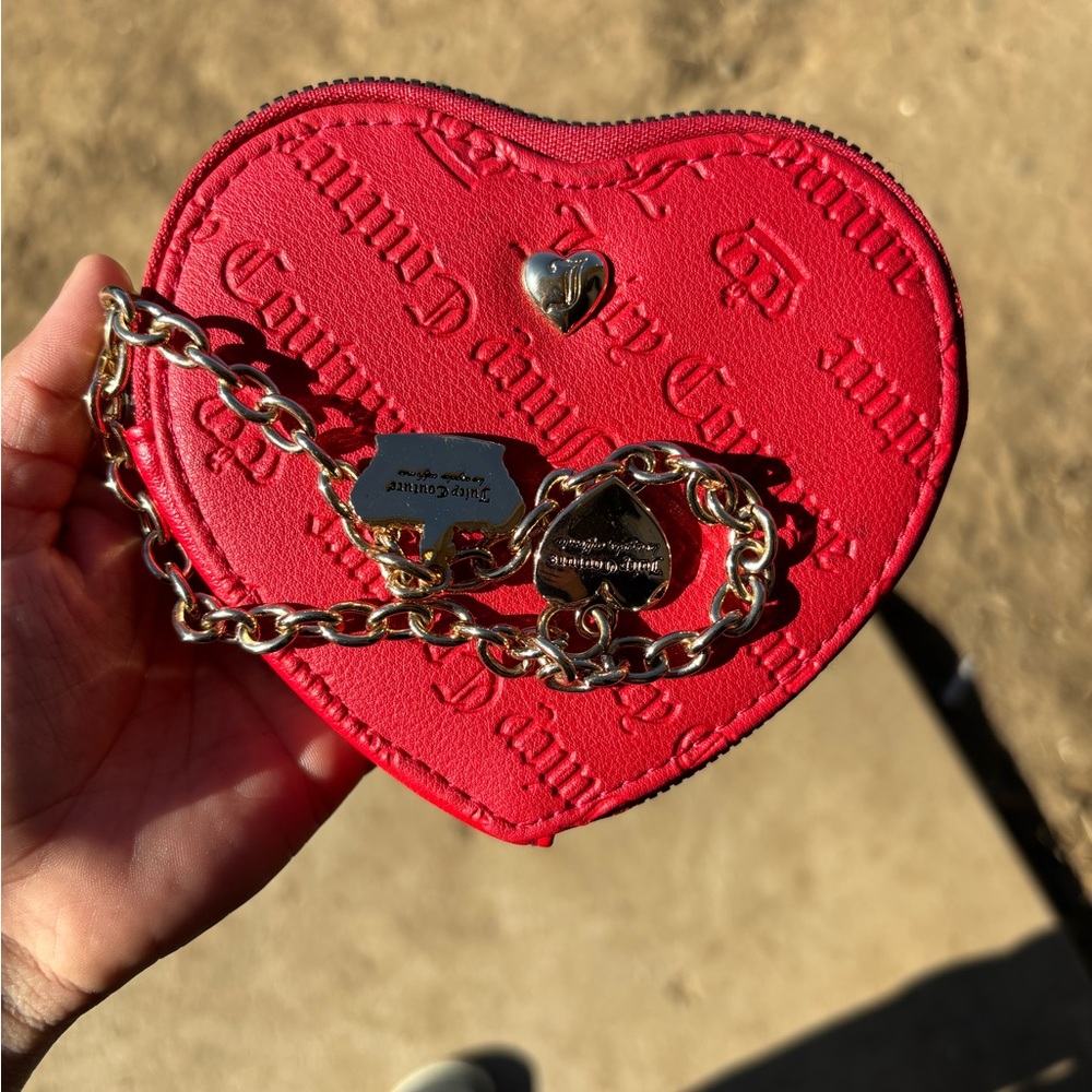 Juicy Couture Red Heart Coin Purse with Gold Chain